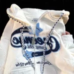 Cosy Y2K Zip Up Embroidered Hoodie – Vintage Streetwear Style