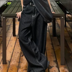 Black Embroidered Y2K Baggy Denim Jeans