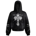 Y2K Streetwear Gothic Cross Full Zip Hoodie