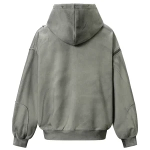 Y2K Rivet Patchwork Diamond Detail Zip-Up Hoodie