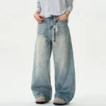 Y2K Distressed Wide-Leg Baggy Denim Jeans