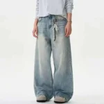 Y2K Distressed Wide-Leg Baggy Denim Jeans
