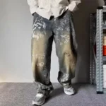 Retro Y2K Graffiti Style Loose Fit Jeans