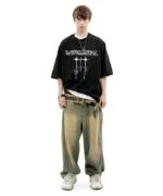 Vintage Y2K Line Graph Oversized T-Shirt