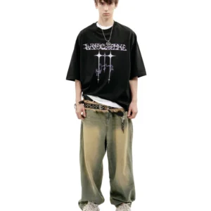 Vintage Y2K Line Graph Oversized T-Shirt