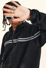 Y2K Origin 360 GSM Washed Ribbon Zip-Up Hoodie