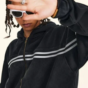 Y2K Origin 360 GSM Washed Ribbon Zip-Up Hoodie