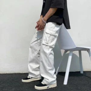 Y2K Loose Straight Leg Cargo Pants for Men