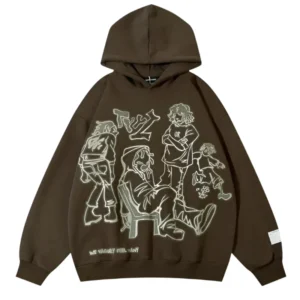 Y2K Streetwear Cartoon Hoodie – Retro Graphic Style